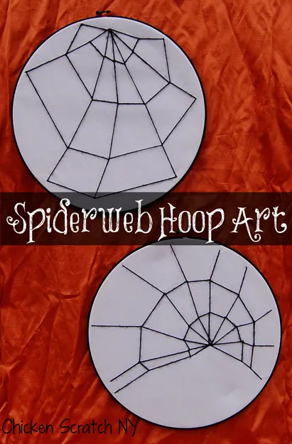 #Spiderweb Hoop Art - Add some spiderwebs to your #Halloween decor with this easy #DIY project