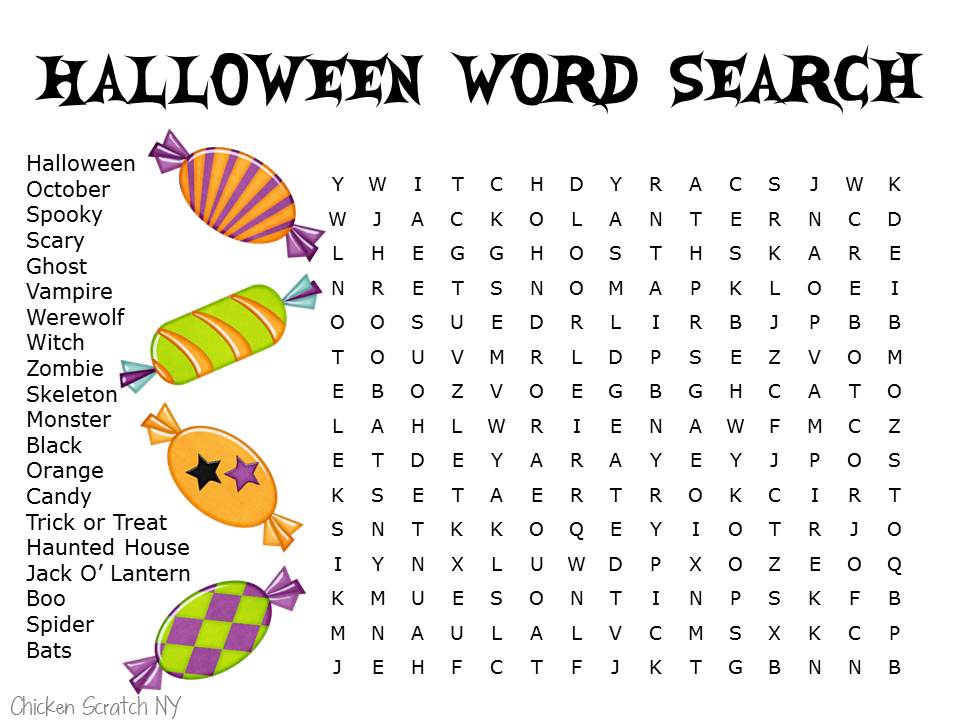 halloween word search printable