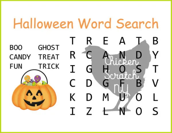 easy Halloween word search
