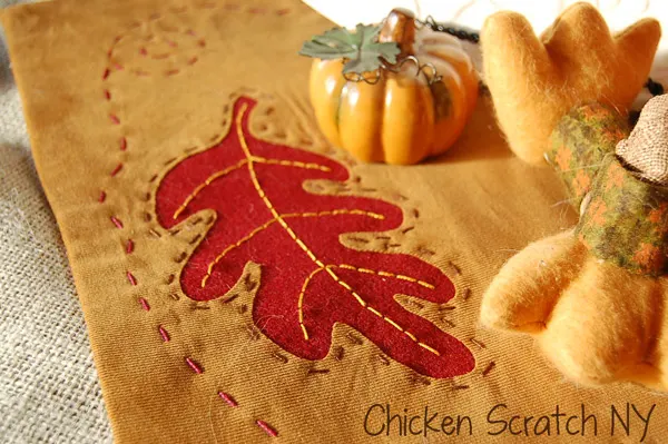 Autumn leaf embroidery