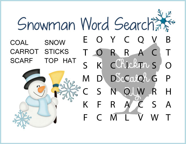 easy winter word search