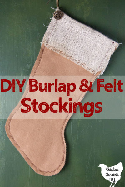 diy felt stocking with a burlap cuff