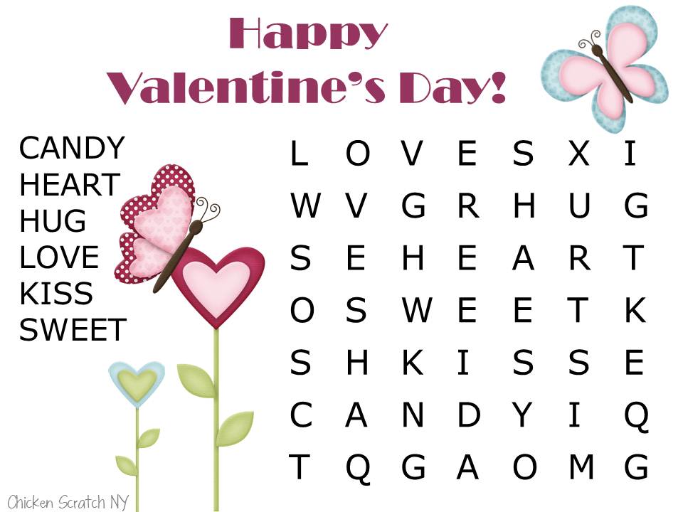 Easy Valentine's Day Word Search | Chicken Scratch NY