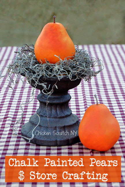 Chalk Painted Pears - Dollar Store #Crafting