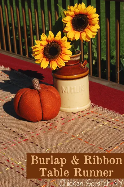 Autumn #Burlap and Ribbon Table Runner #DIY