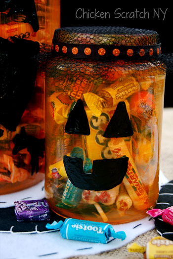 Pickle Jar Jack-O-Lanterns - Halloween Candy Jars