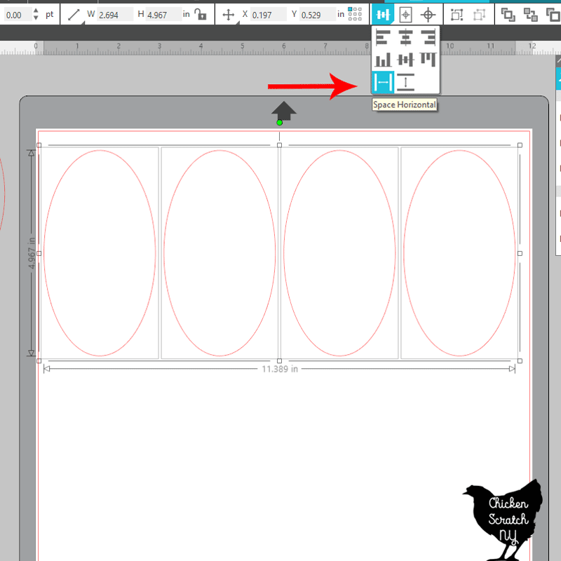 silhouette studio tutorial for duplicating with row of four option showing all pieces touching