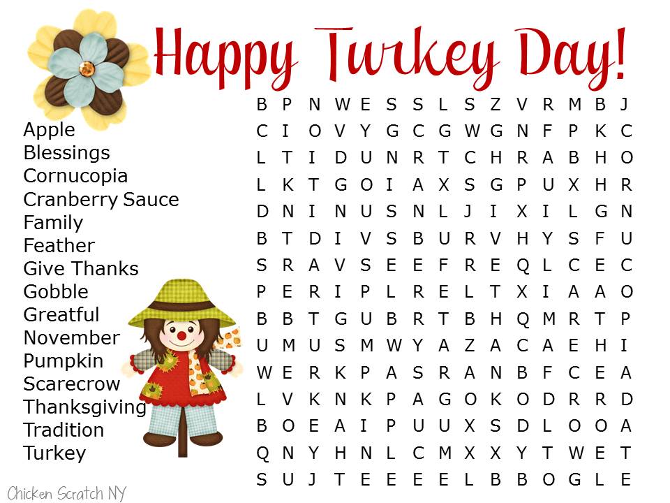 Printable Word Search Puzzles for Thanksgiving – Happy ...