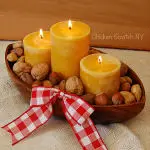 Beeswax Candle and Mixed Nuts Centerpiece