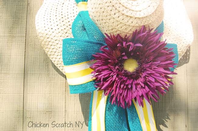 Summer Hat Wreath Alternative - Brighten up your porch with big bows and big flowers