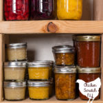 canning jars on a a wooden rustic shelf