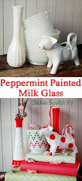 Fancy up some old milk glass for the holidays with simple glass paint
