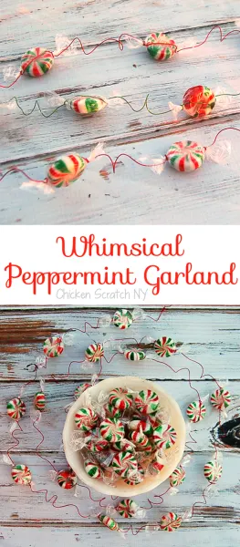 A fast and easy holiday garland using craft wire, peppermints and a spoon