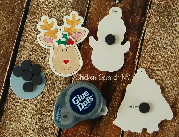 Jazz up your fridge with hand painted Holiday Magnets made from wooden craft store ornaments