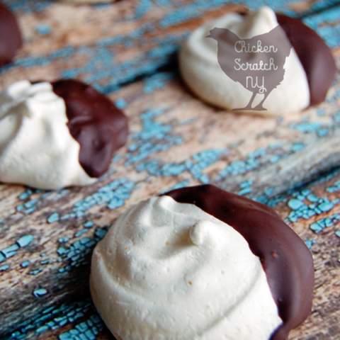 Chocolate Dipped Vanilla Orange Meringues