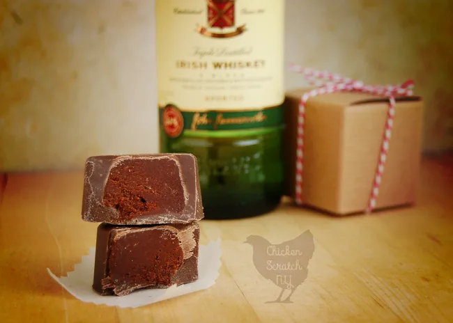 Whip up a batch of Whiskey Ganache Filled Chocolate Hearts for all your adult Valentines