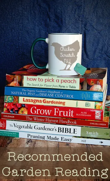 stack of garden related books