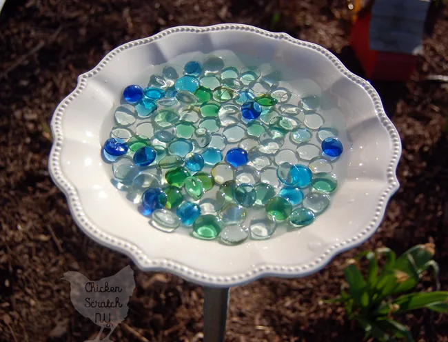 Turn a dinner plate into a pretty Bee & Butterfly Waterer in minutes with easy to find supplies