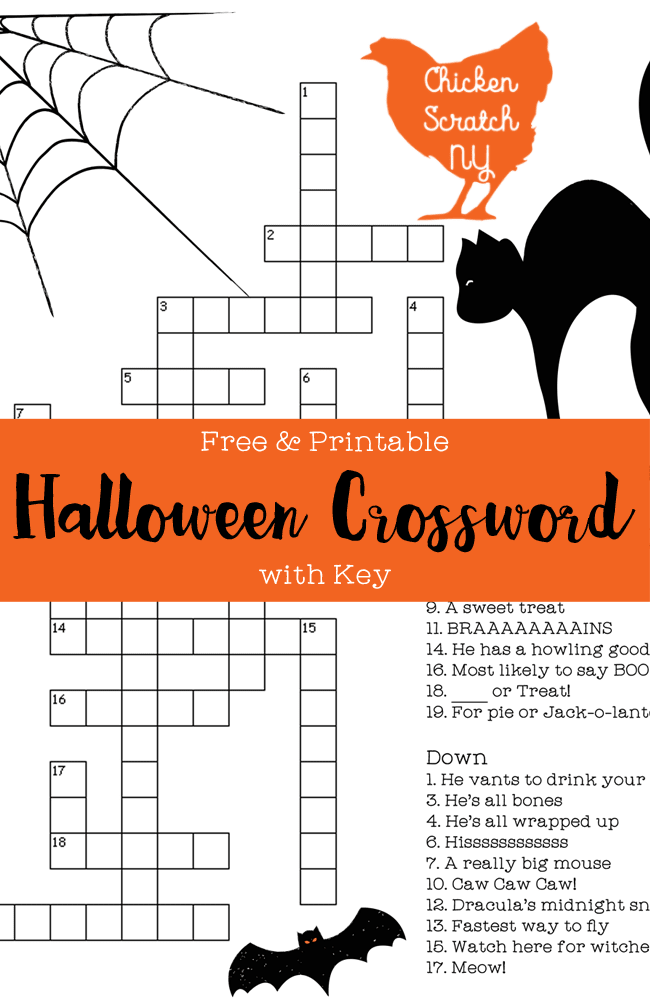Free & Printable Halloween Crossword Puzzle with Answer Key
