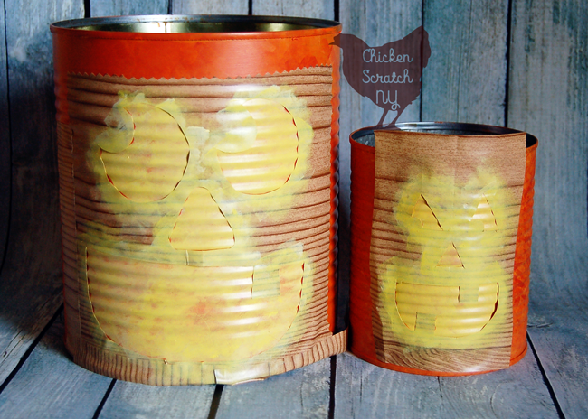 Whip up a set of Jack-O-Lantern Planters from tin cans this fall. Fill them with seasonal flowers for a fun pop of color on your front porch