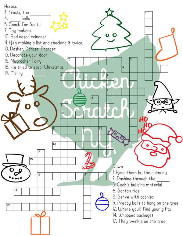 easy christmas crossword puzzles printable