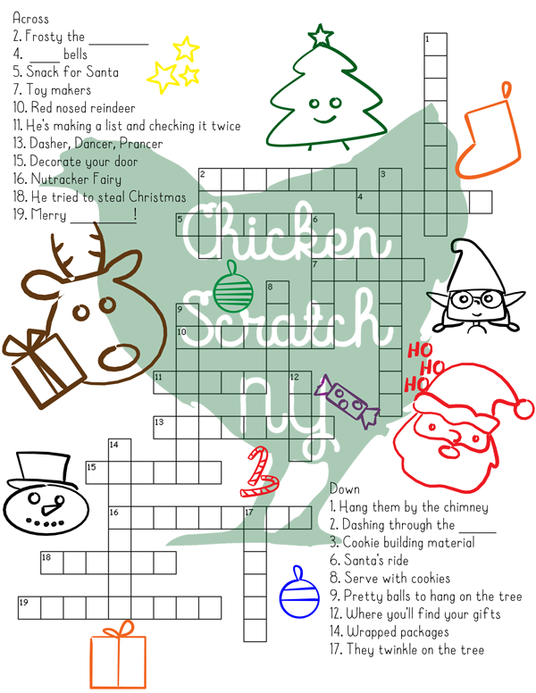 Printable Christmas Crossword Puzzle With Key