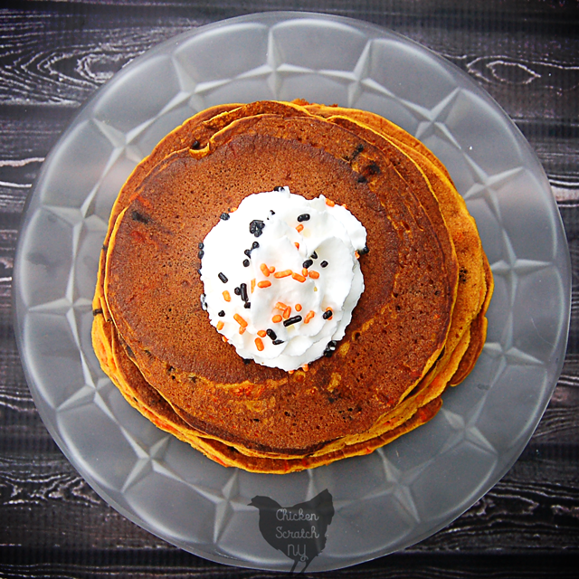 Halloween Confetti Pumpkin Pancakes