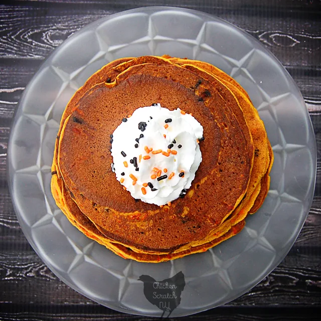 Halloween Confetti Pumpkin Pancakes