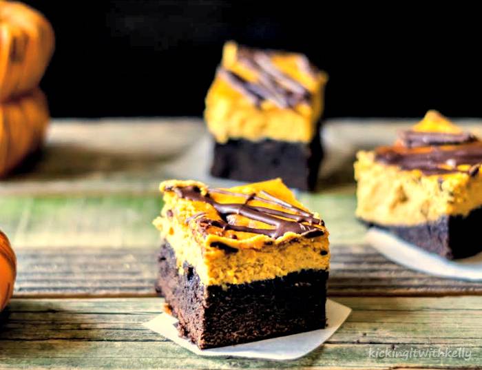 Double Chocolate Chip Pumpkin Cheesecake Brownies