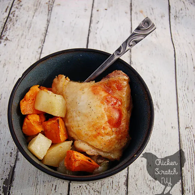 chicken dinner, cast iron recipe, sweet potato dinner