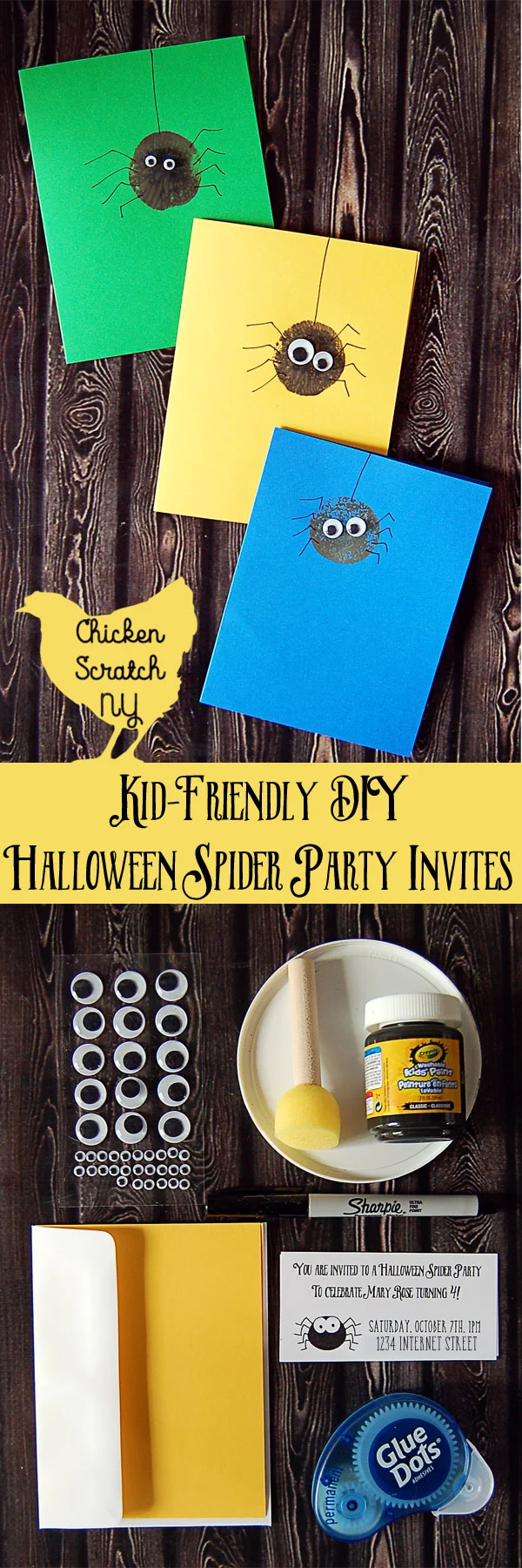 Halloween Party, Kid-friendly, spider party, party invitation, DIY