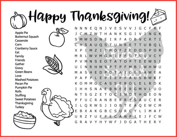 Thanksgiving Word Search Printable Pdf | Pennington