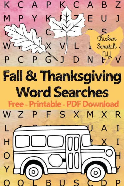 free printable pdf fall and thanksgiving word searches