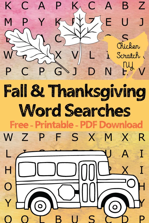 free printable pdf fall and thanksgiving word searches