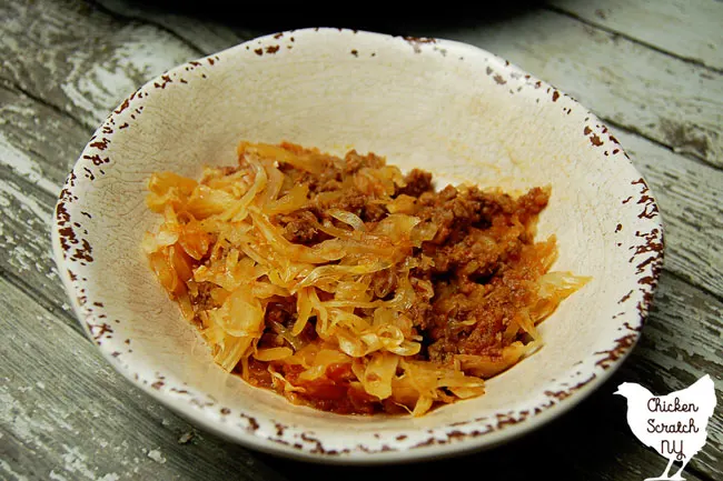 Turn a classic but tedious recipe into a quick, one skillet dinner with this recipe for Stuffed Cabbage Casserole. It's Paleo friendly, gluten free and dairy free too! 