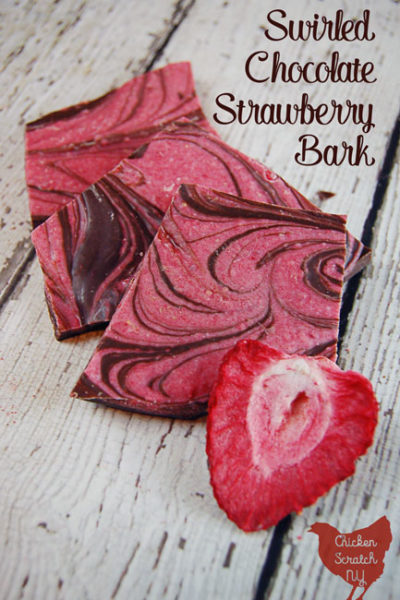 Forget hunting down a ripe strawberry in February, get the sweet strawberry and chocolate flavor combo in this Swirled Chocolate Strawberry Bark. It comes together quickly with 3 ingredients and a microwave so you can get back to smooching your sweetheart ASAP! 