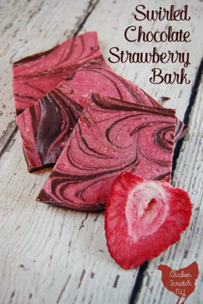 Forget hunting down a ripe strawberry in February, get the sweet strawberry and chocolate flavor combo in this Swirled Chocolate Strawberry Bark. It comes together quickly with 3 ingredients and a microwave so you can get back to smooching your sweetheart ASAP!