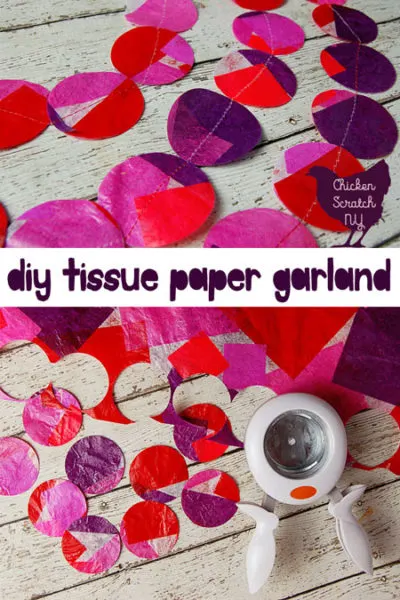 Make a colorful tissue paper garland with the help of Mod Podge and a large hole punch. This easy tissue paper craft is fun and customizable. Switch up the colors for DIY tissue paper decoration for any occasion 