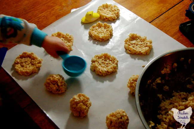 making rice crispie nests