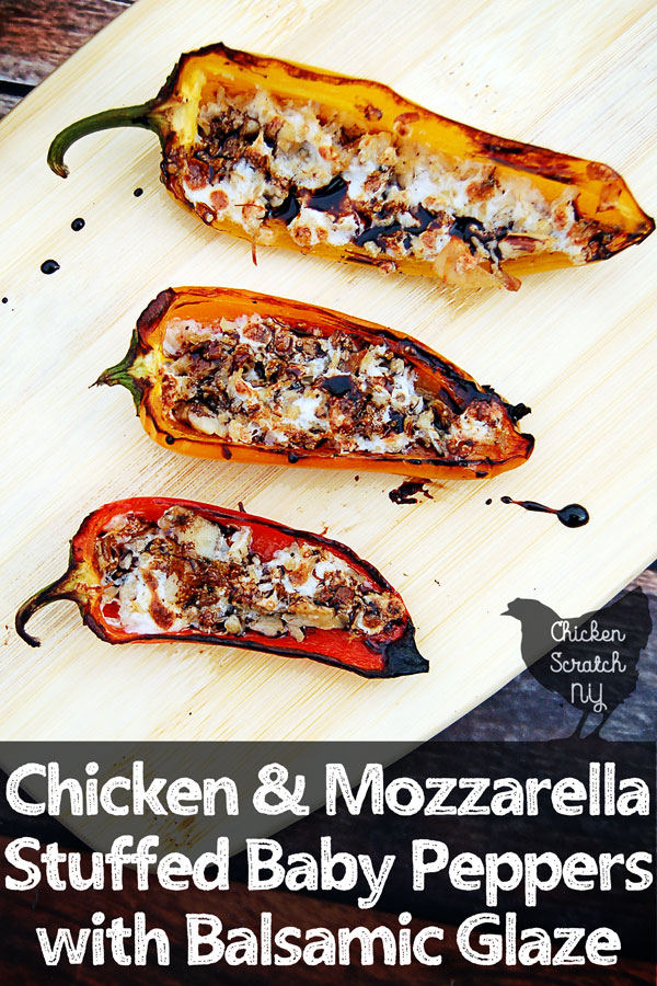 Chicken & Mozzarella Stuffed Baby Peppers with Balsamic Glaze