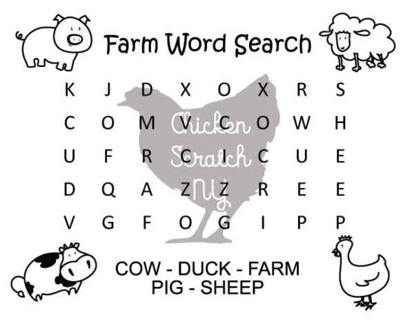 farm word searches for kids