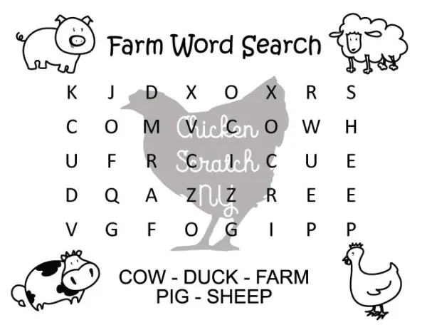 easy farm themed printable word search for kids
