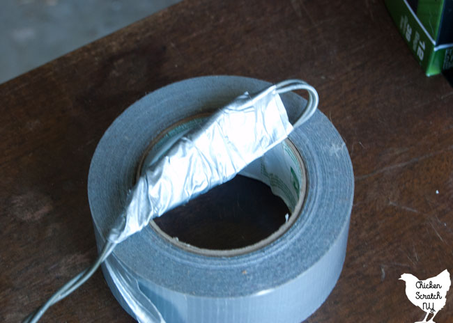 wire bent over and covered in duct tape