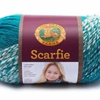 Lion Brand Yarn 826-215 Scarfie Yarn, Cream/Teal