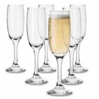 KooK Premium Clear Glass Champagne Flutes, Thin Stem, 7 ounce (6)