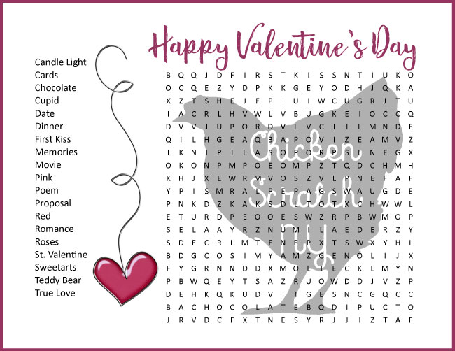 Free Valentine s Day Printable Wordfinds