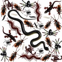 Whaline 148 Pieces Plastic Realistic Bugs Trick Joke Toys Scary Insects Fake Snake Cockroaches Spiders Worms Scorpions and Gecko for Halloween Party Favors and Decoration (9 Types)