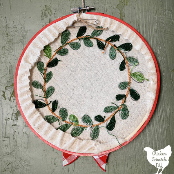 back of punch needle embroidery wreath