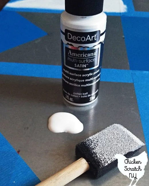 cottonball (white)  DecoArt Americana multi-surface satin paint with sponge brush