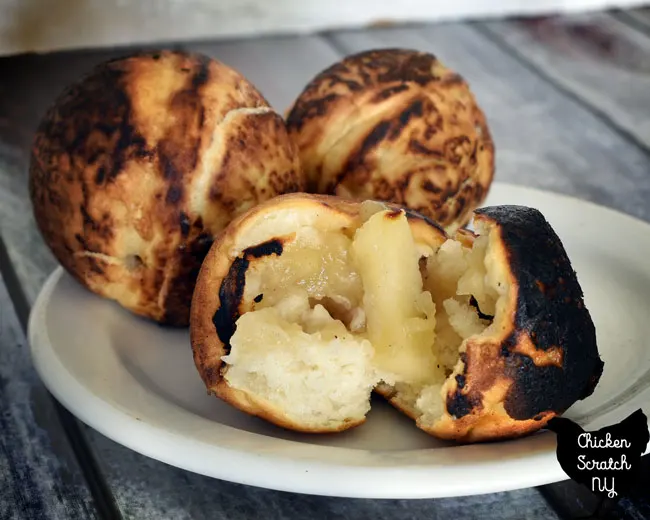 aebleskiver filled with chunky applesauce